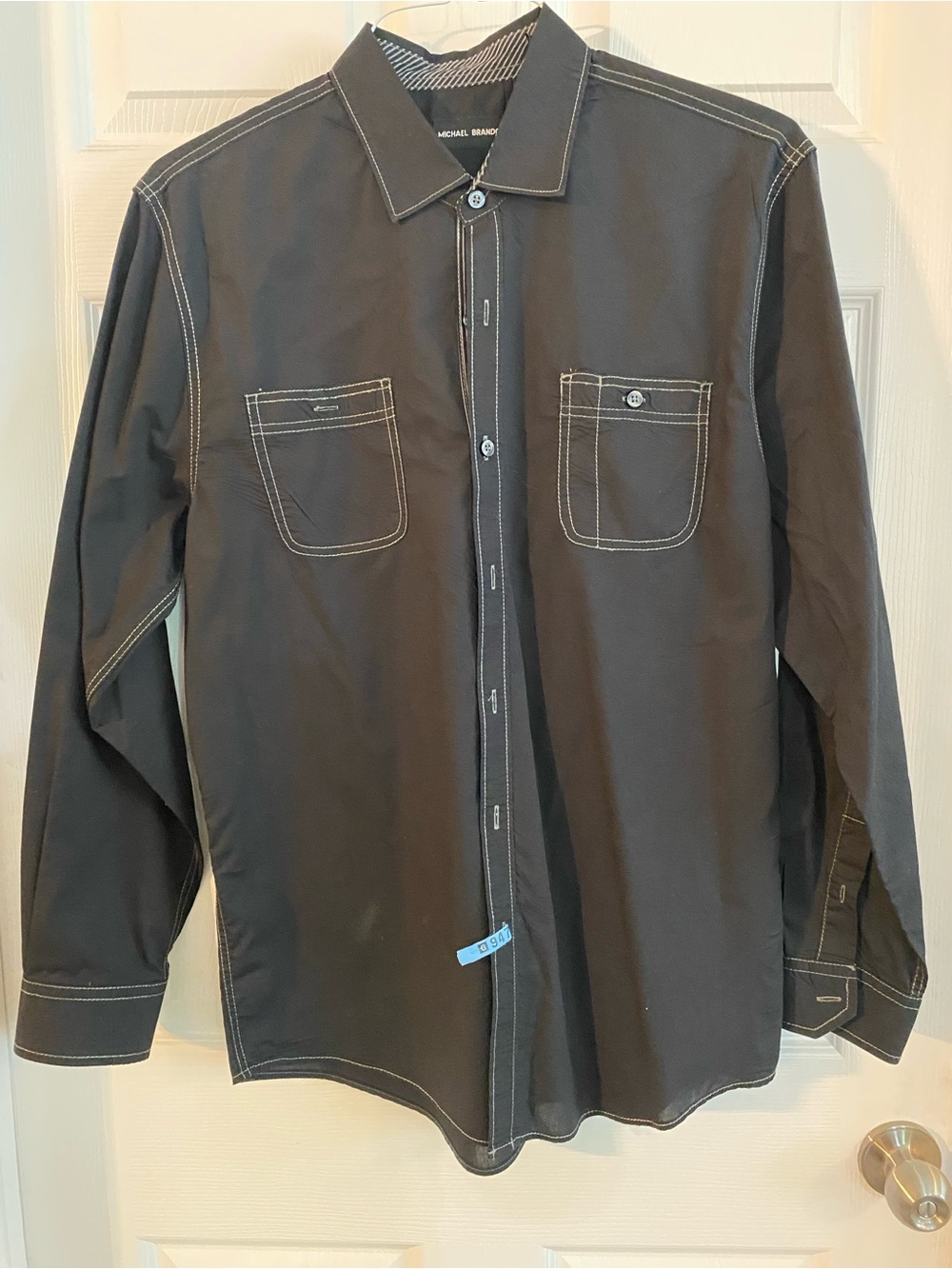 Michael Brandon Black Shirt with White Contrast Stitching
